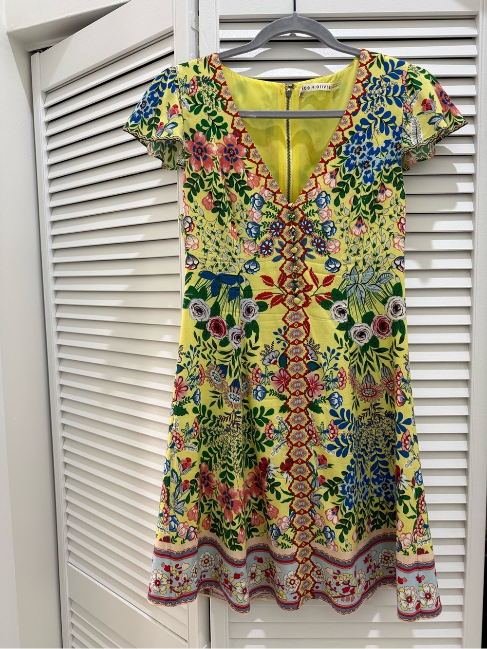 Alice + Olivia Yellow Floral Mini Dress - Picture 2 of 9
